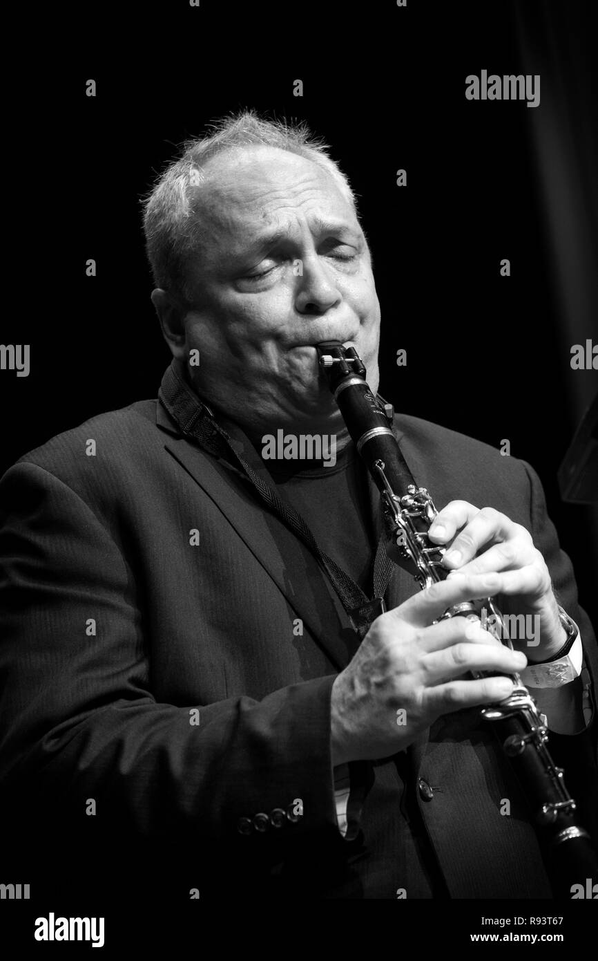 American, Ken Peplowski soloing on clarinet, Scarborough Jazz Festival 2017 Stock Photo