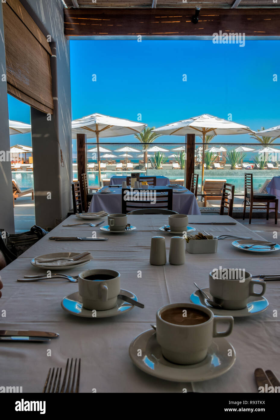 Breakfast view from the Double Tree resort in Paracas Peru Stock Photo