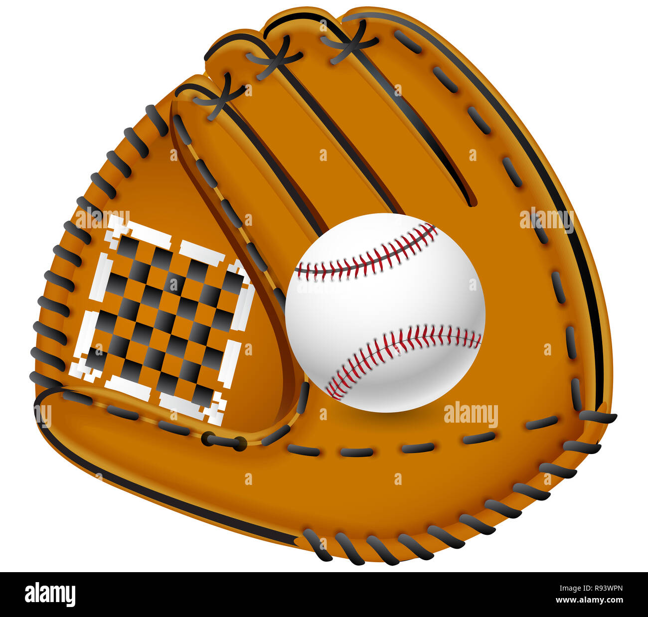 baseball glove mitt sport ball catch equipment illustration Stock Photo