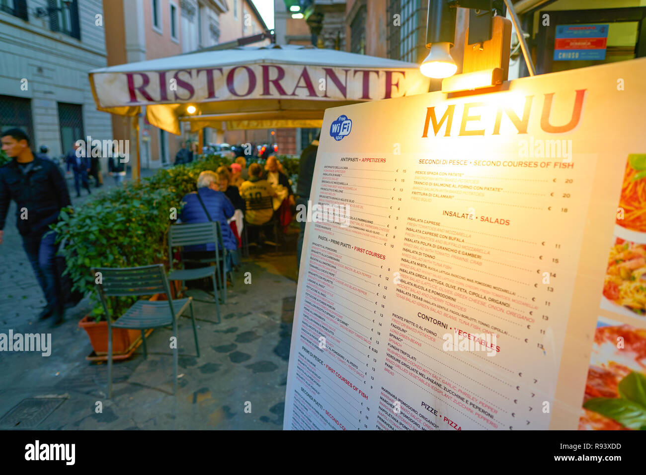 Silver Menu Rome ROME, ITALY - CIRCA NOVEMBER, 2017: close up shot of menu at restaurnat ...