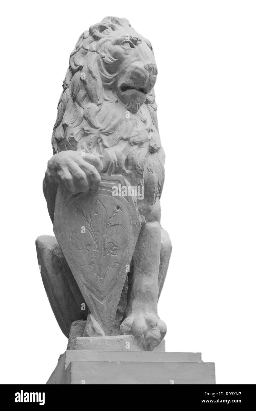 stone lion statue isolated on white background Stock Photo Alamy