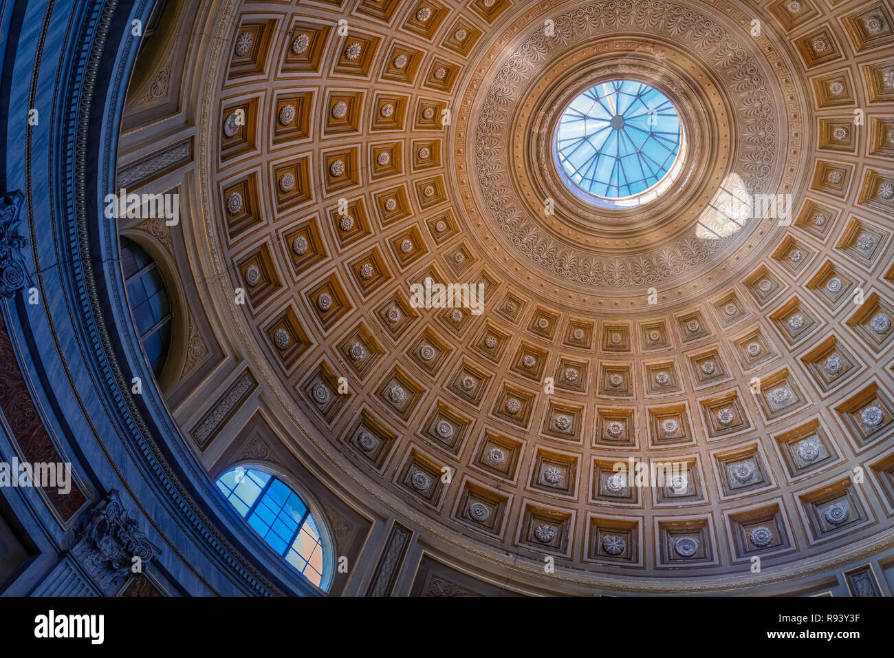 Coffered ceiling of the Sala Rotonda, Roud Hall, Vatican Museums, Vatican City, Rome, Lazio, Italy Stock Photo