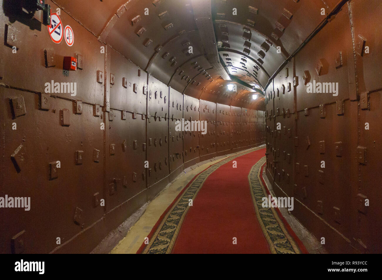 Moscow, Russia October 25, 2017 Tunnel at Bunker42, antinuclear