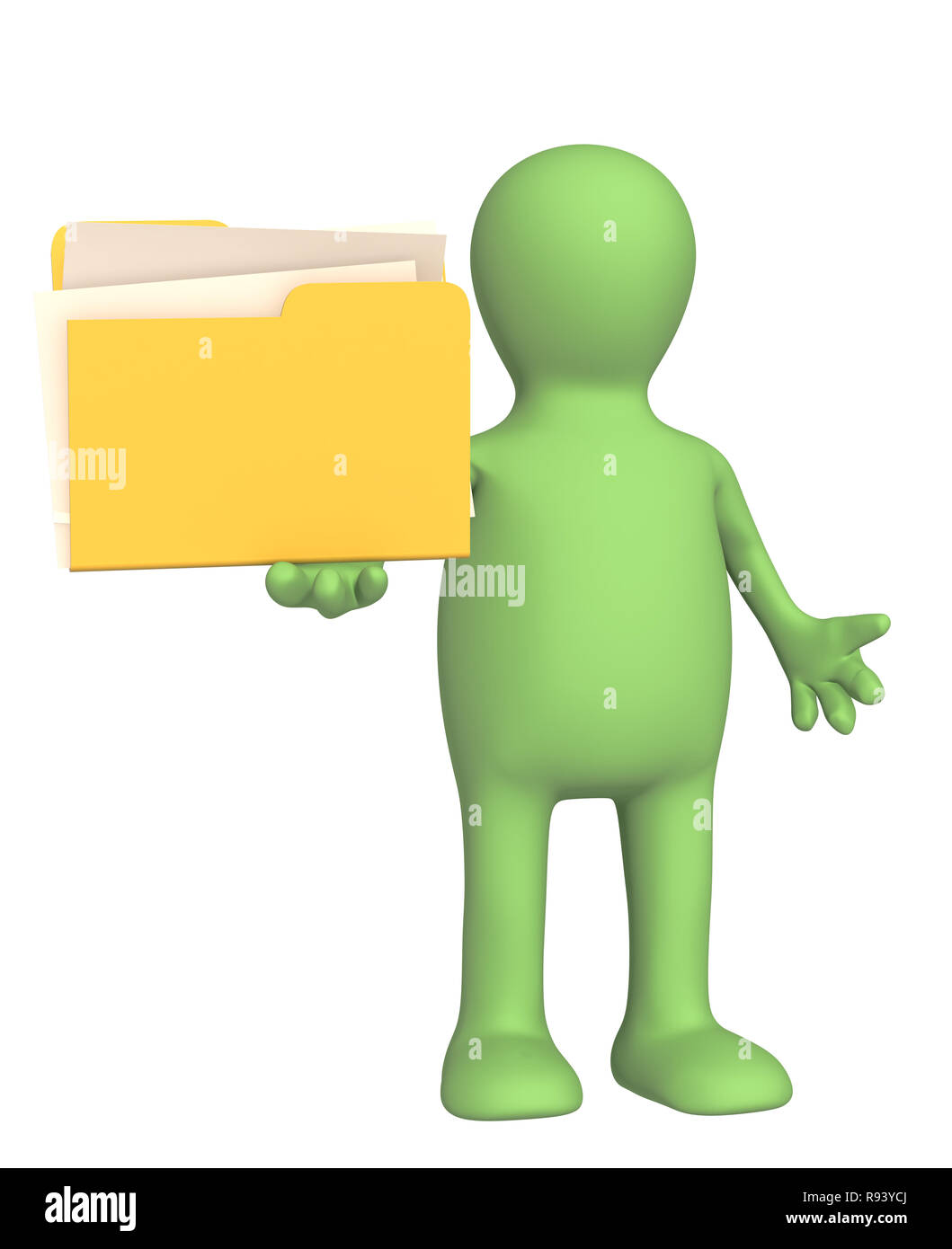 3D puppet with folder over white Stock Photo Alamy