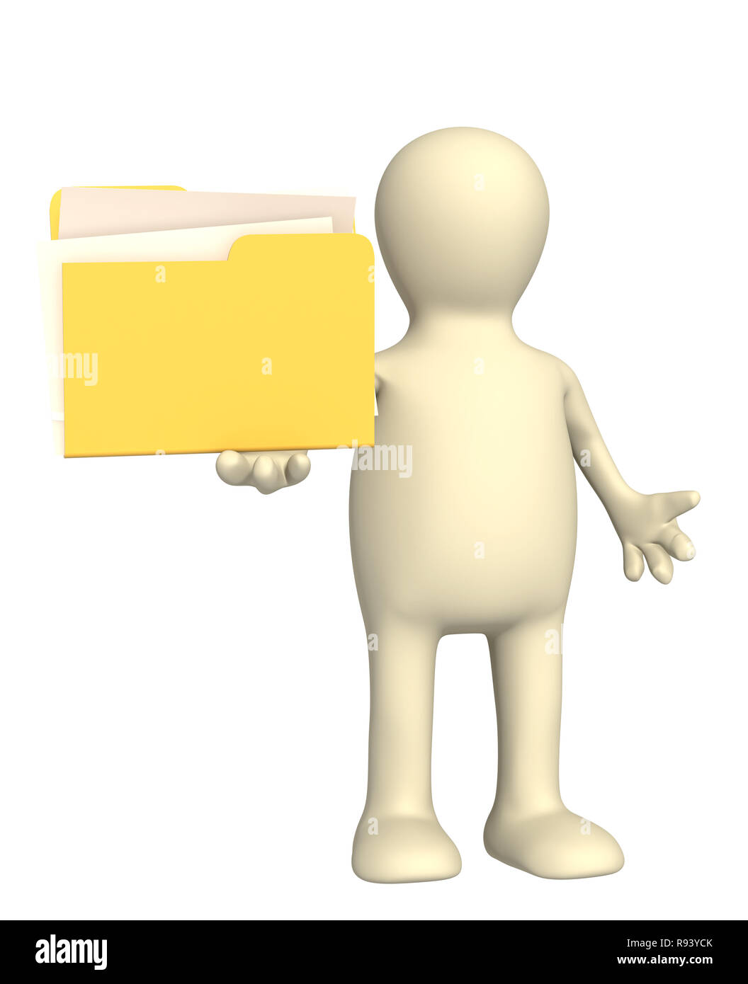 3D puppet with folder over white Stock Photo Alamy