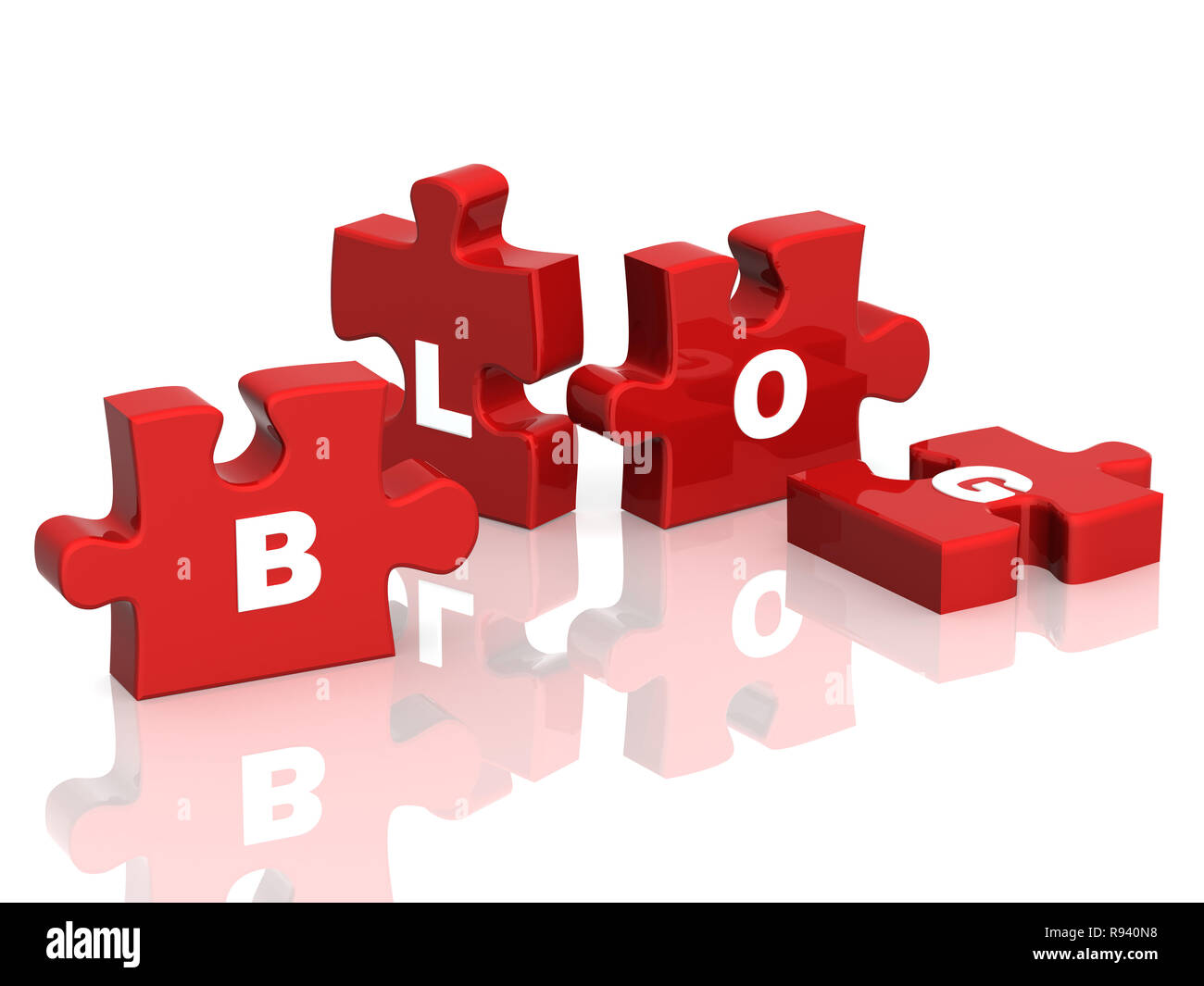 Four parts of a puzzle. Object over white Stock Photo - Alamy
