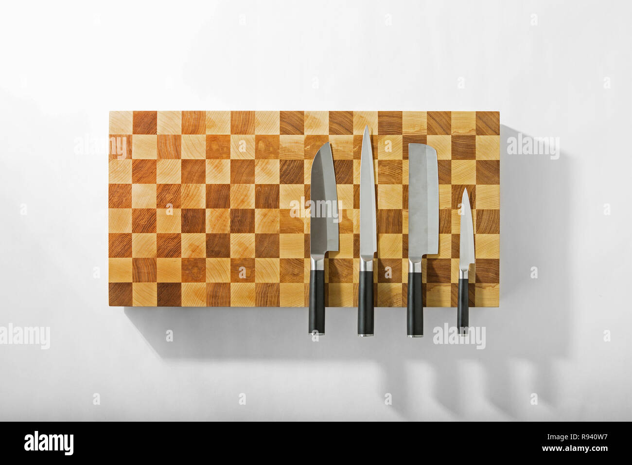 Wood cutting boards and knives Stock Photo Alamy