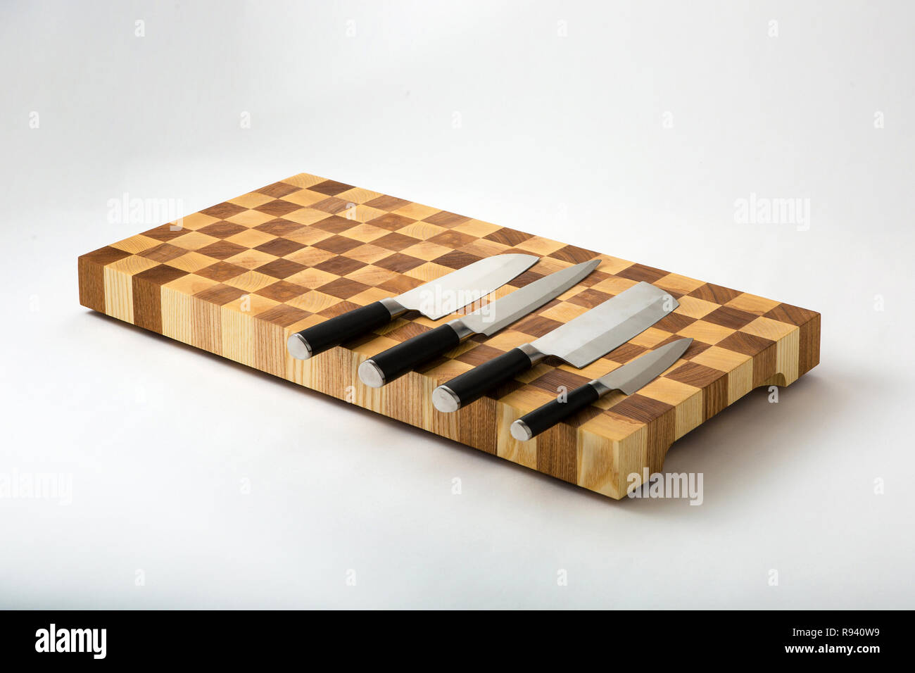 Wood cutting boards and knives Stock Photo Alamy