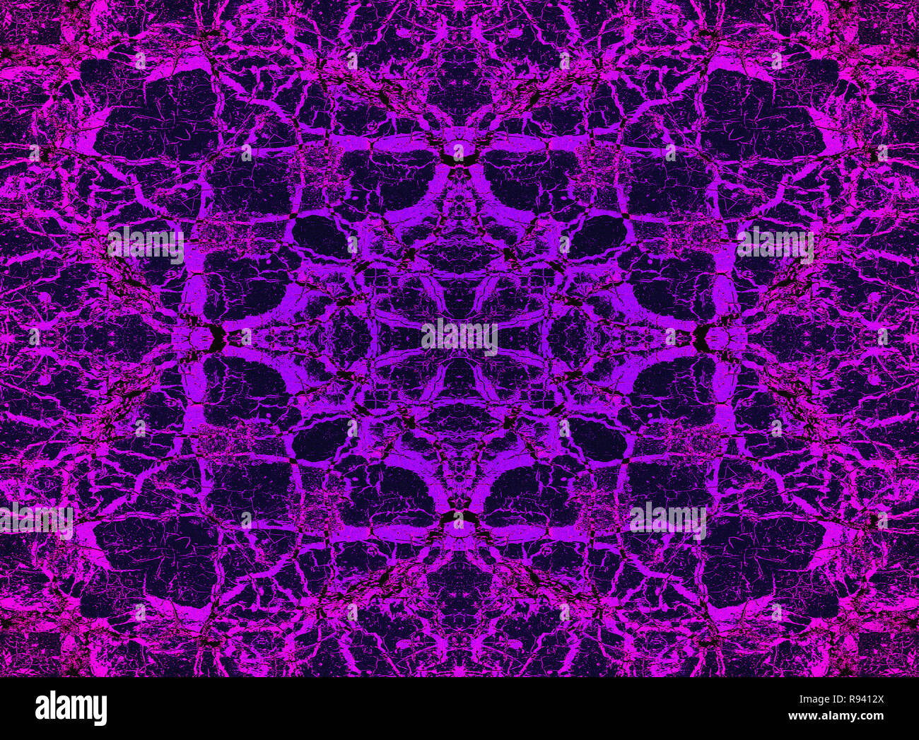 Psychedelic purple kaleidoscope pattern background Stock Photo