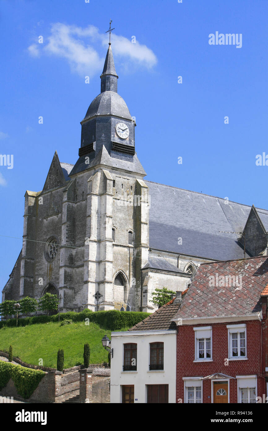 Auxi-le-Chateau in the Authie Valley (northern France). Steeple of St. Martin’s Church *** Local Caption *** Stock Photo