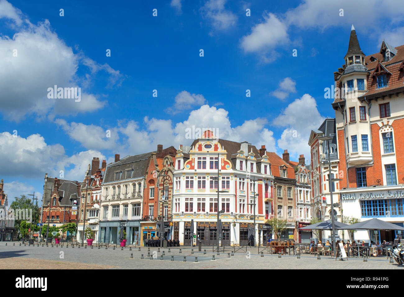 Bethune (northern France): building facades in the Grand'place square *** Local Caption *** Stock Photo