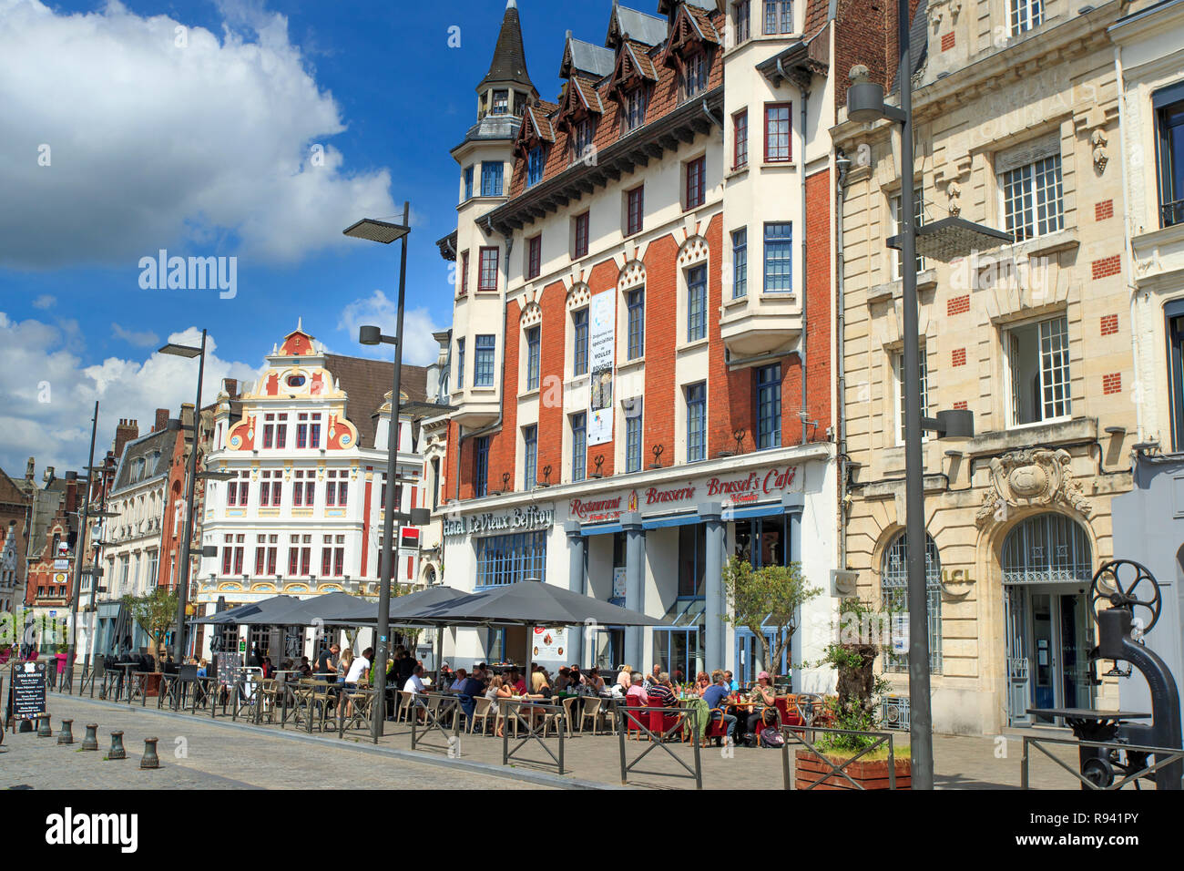 Bethune (northern France): building facades in the Grand'place square *** Local Caption *** Stock Photo