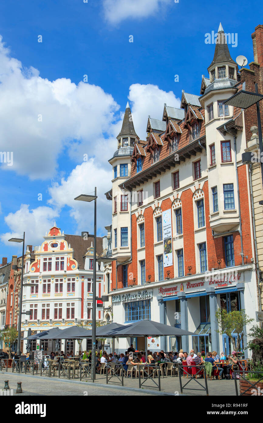 Bethune (northern France): building facades in the town centre, Grand'place square *** Local Caption *** Stock Photo