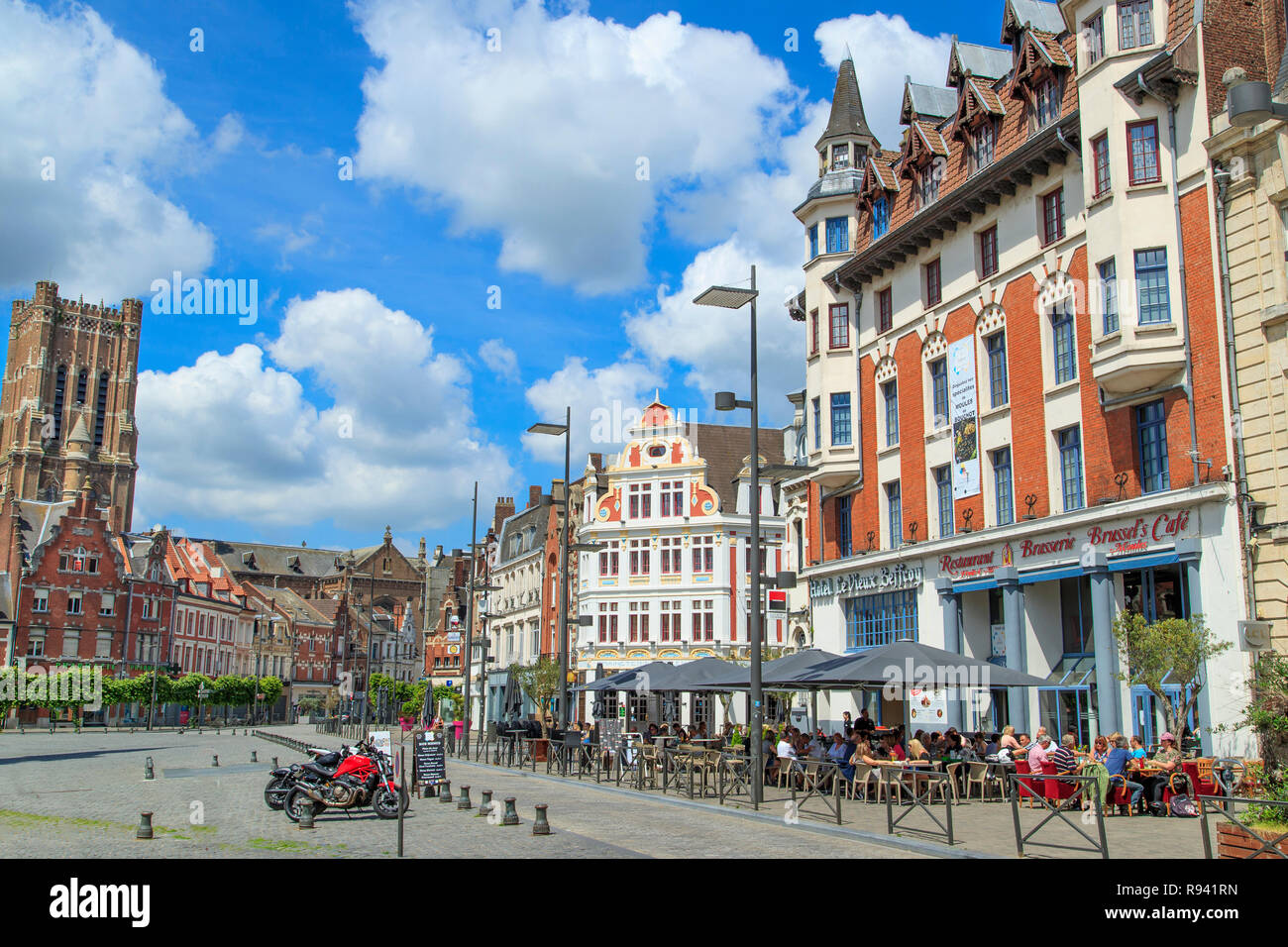 Bethune (northern France): building facades in the town centre, Grand'place square *** Local Caption *** Stock Photo