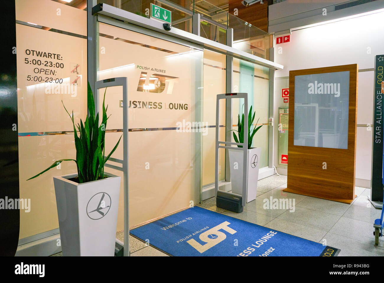 WARSAW, POLAND CIRCA NOVEMBER, 2017 a business class lounge in