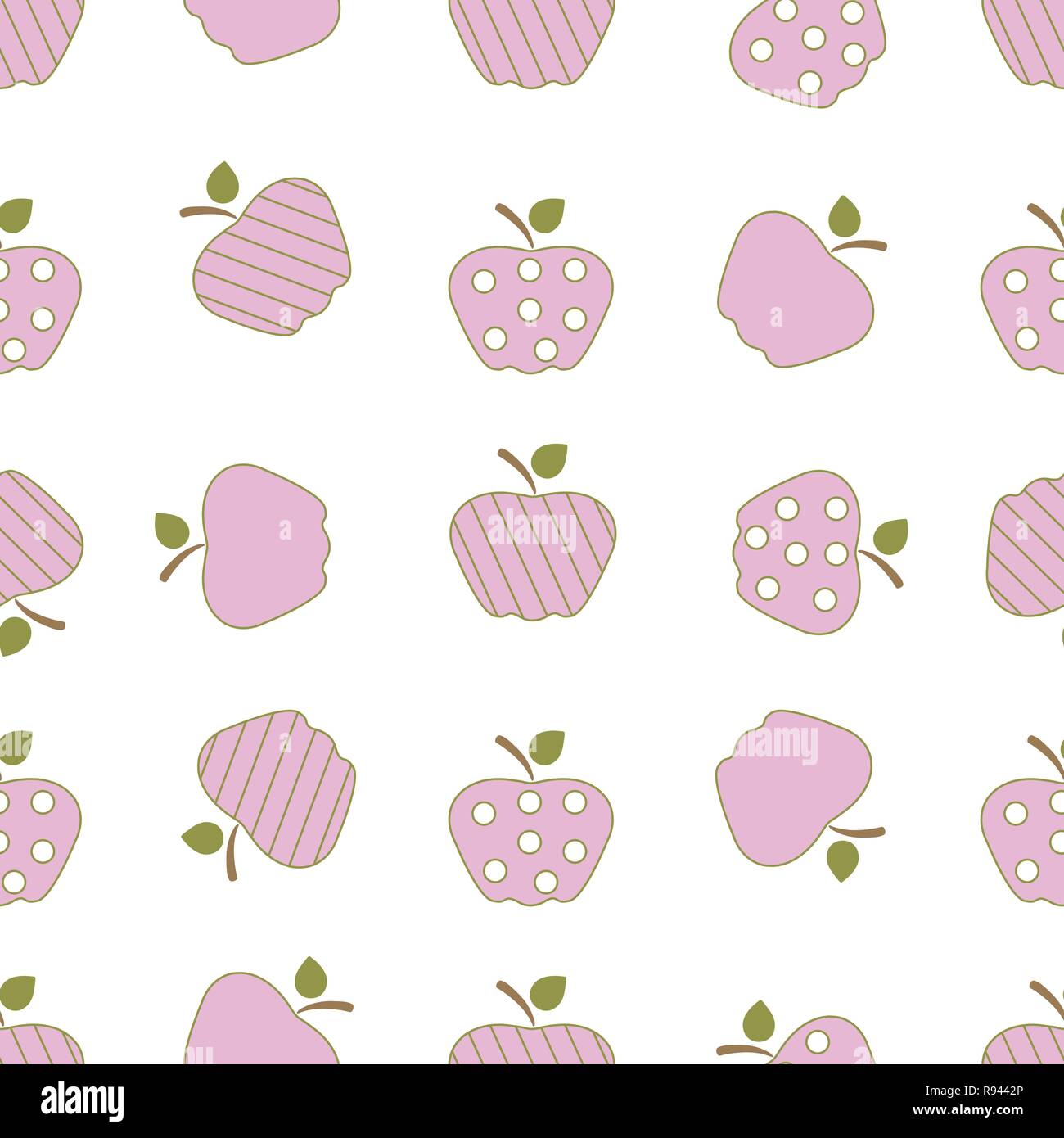 Seamless pattern with apples. Vector illustration with apple and leaf ...