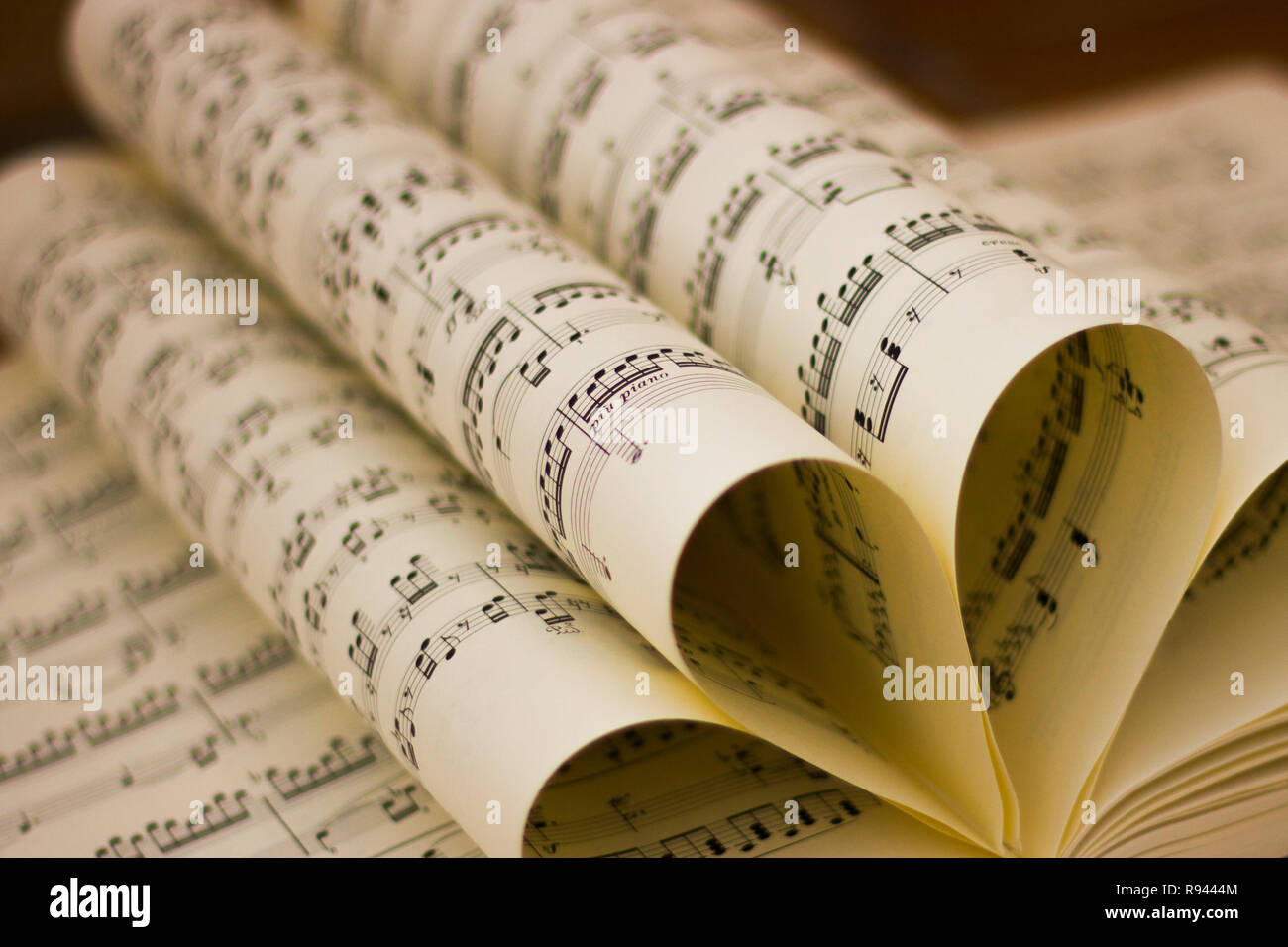 Folded music score sheet Stock Photo