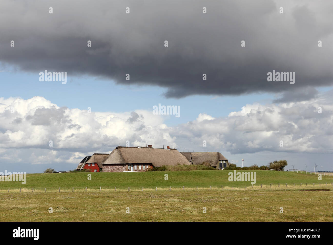 The terpen on Hallig Groede Stock Photo