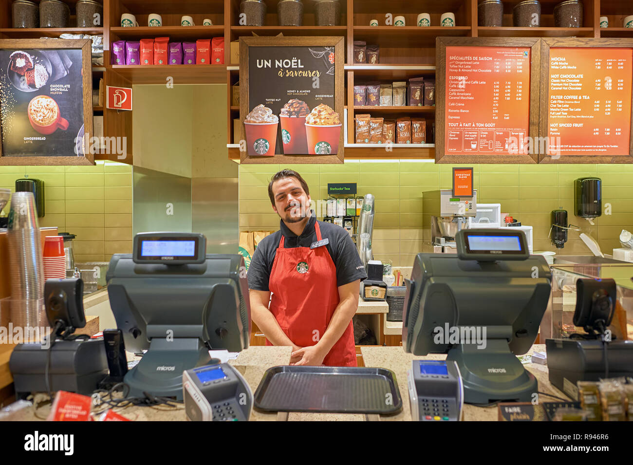 Starbucks barista apron hires stock photography and images Alamy
