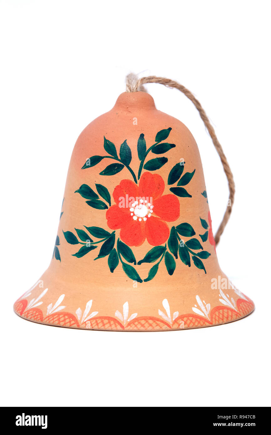 Bell with traditional russian ornament on a white background Stock Photo