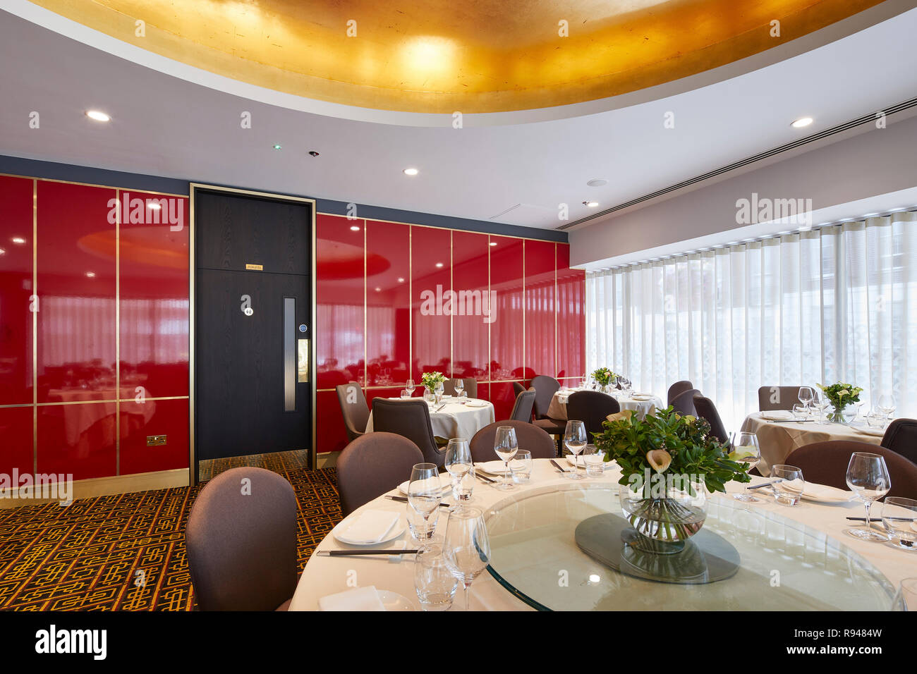 Restaurant seating. Royal China Club, London, United Kingdom. Architect: Stiff + Trevillion Architects, 2018. Stock Photo