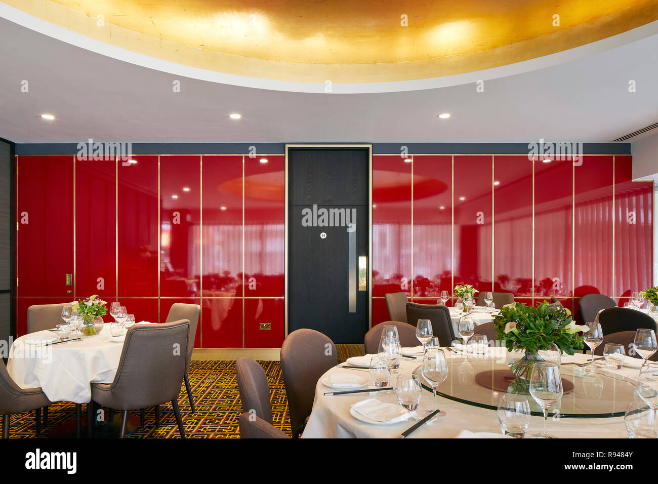 Restaurant seating. Royal China Club, London, United Kingdom. Architect: Stiff + Trevillion Architects, 2018. Stock Photo