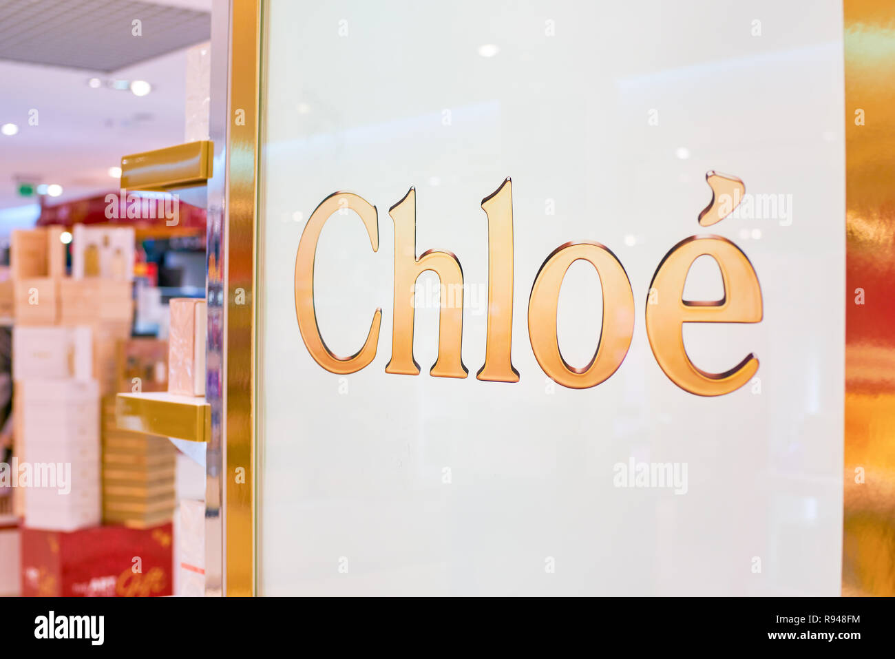 WARSAW, POLAND - CIRCA NOVEMBER, 2017: iclose up shot of Chloe sign at Duty  Free store at Warsaw Chopin Airport Stock Photo - Alamy