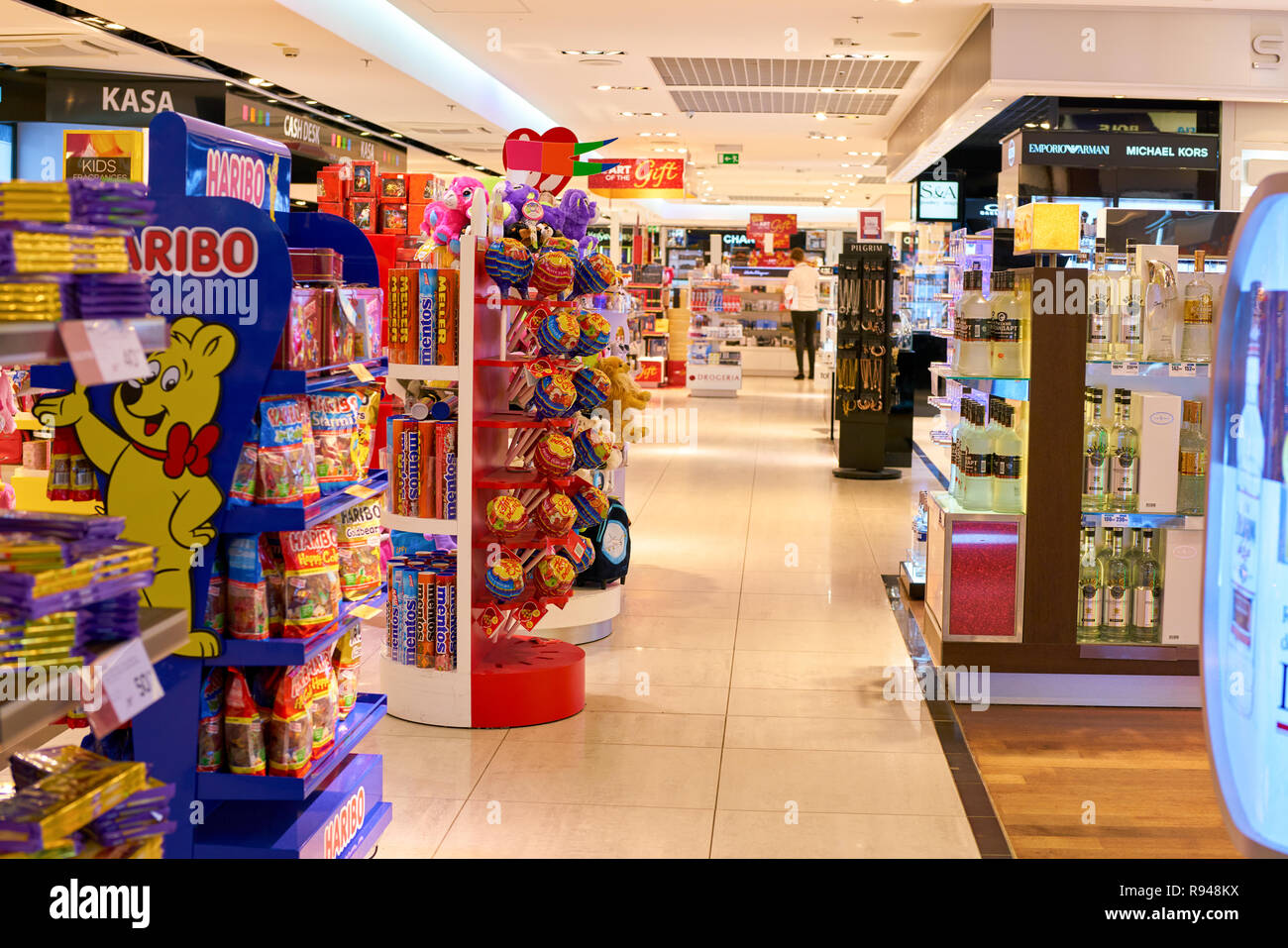 warsaw chopin airport duty free cigarettes prices Poland duty free shop in hi-res stock photography and images