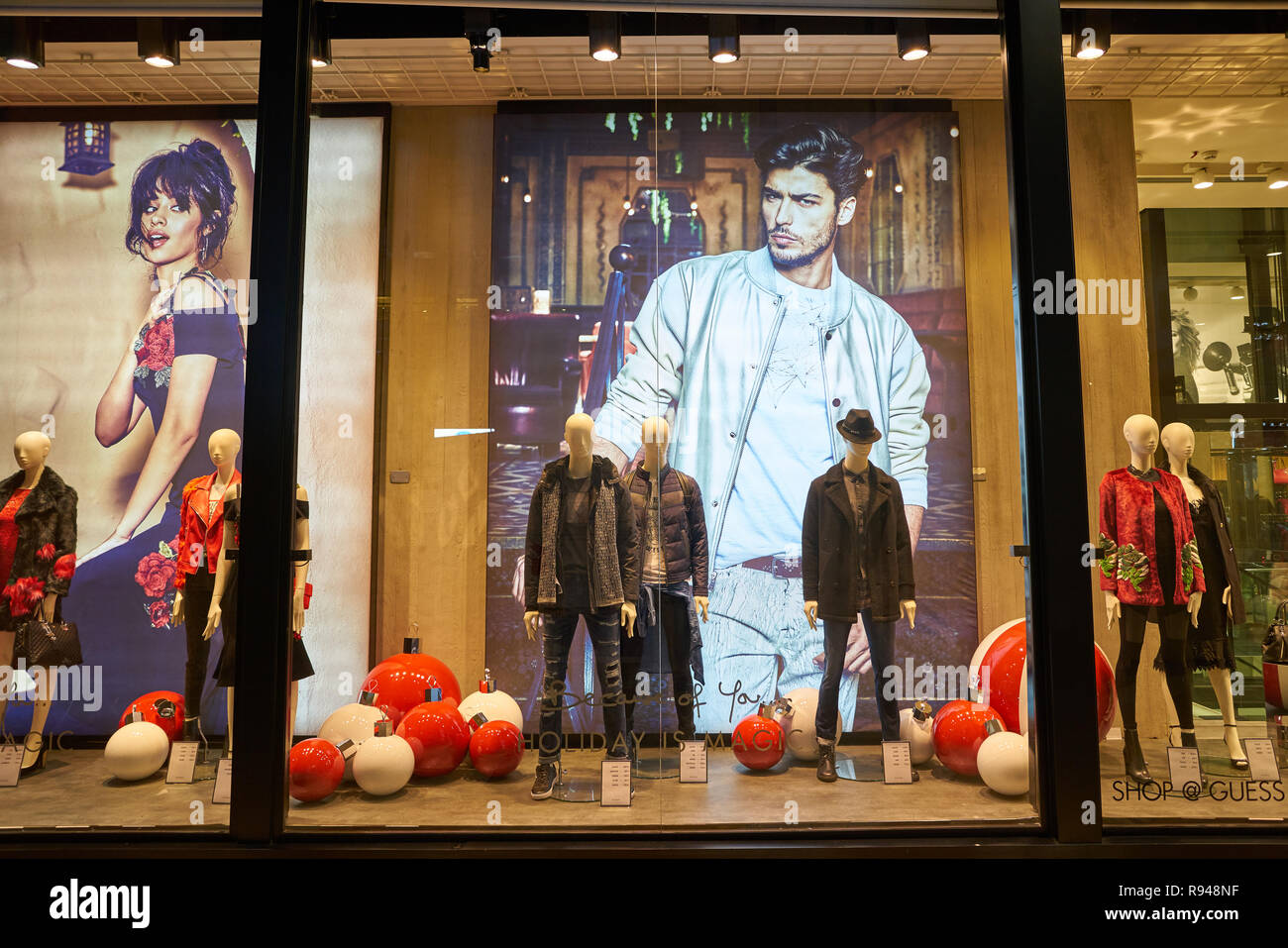 ITALY - CIRCA NOVEMBER, 2017: window display at Guess store Milan. Guess is American clothing brand and Stock Photo - Alamy