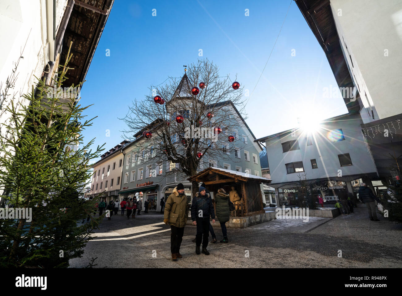 the traditional Christmas market in San Candido - Innichen, Trentino Alto Adige region, Italy Stock Photo