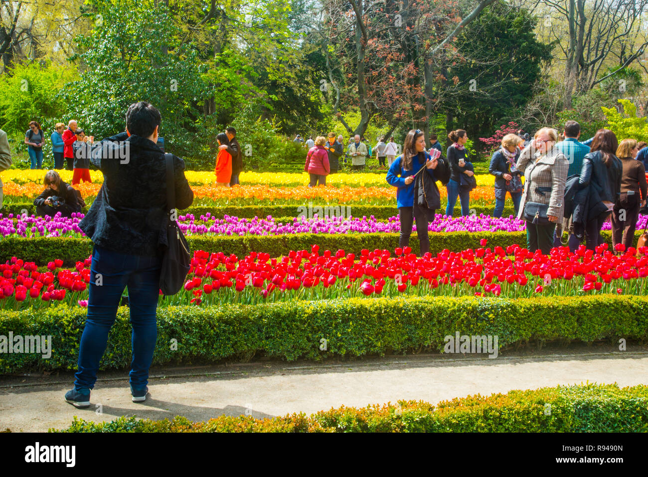 People visiting the Royal Botanical Garden. Madrid, Spain. Stock Photo