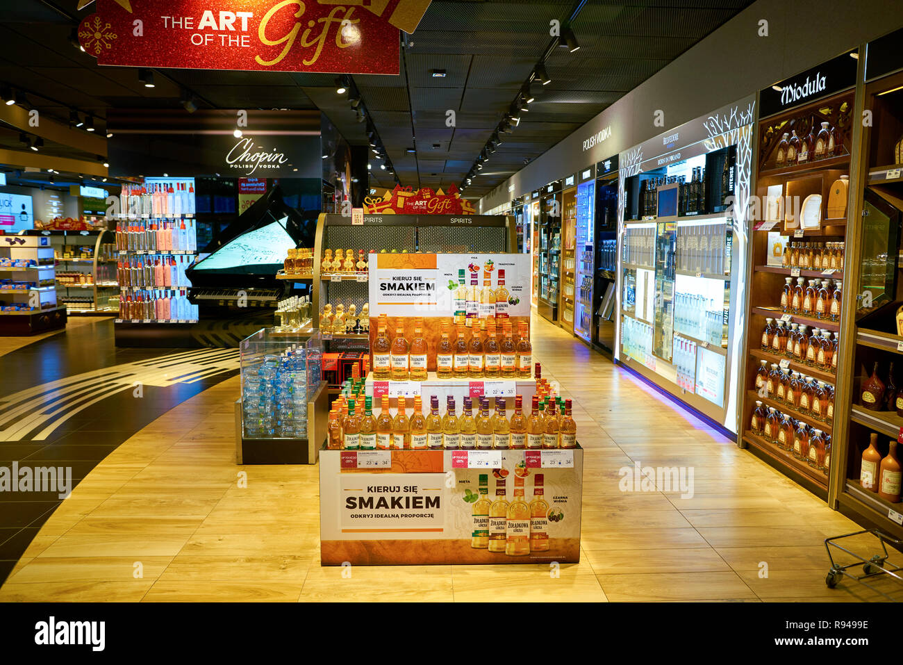 WARSAW, POLAND CIRCA NOVEMBER, 2017 goods on display at Aelia Duty Free in Warsaw Chopin