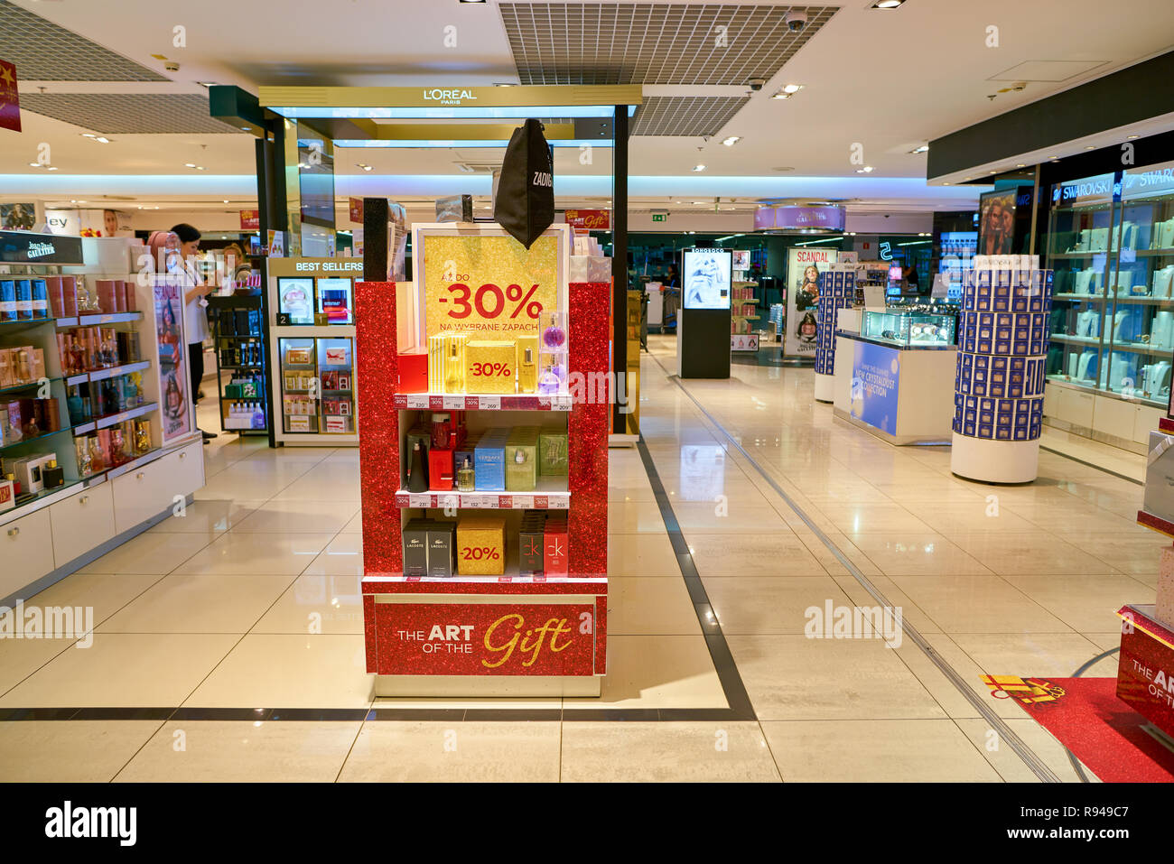 WARSAW, POLAND - CIRCA NOVEMBER, 2017: perfumes on display in Duty Free  store at Warsaw Chopin Airport Stock Photo - Alamy
