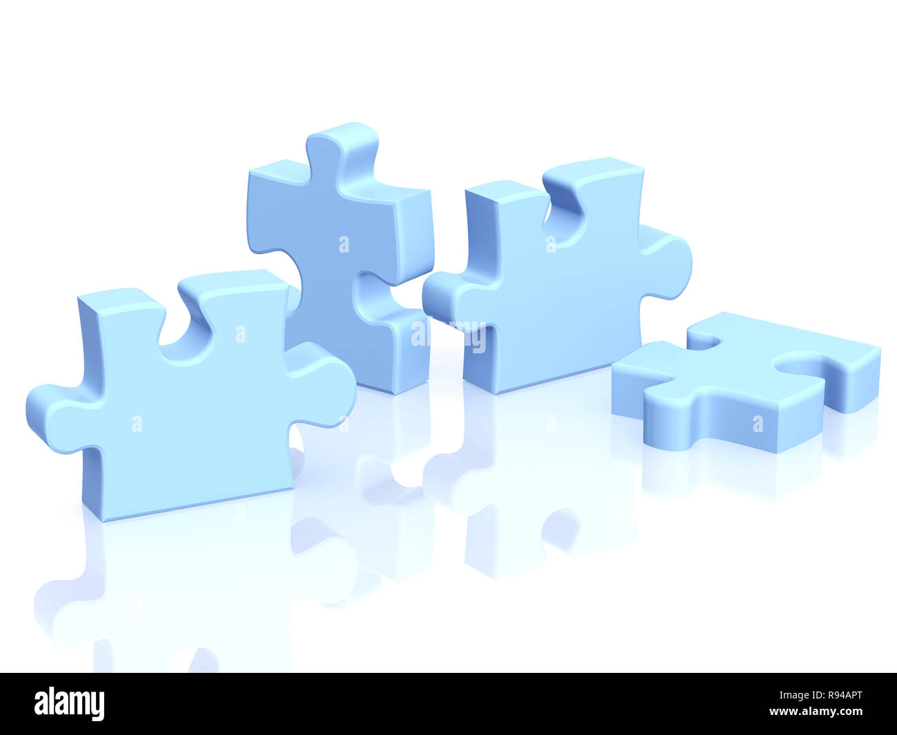 Four parts of a puzzle. Objects over white Stock Photo Alamy