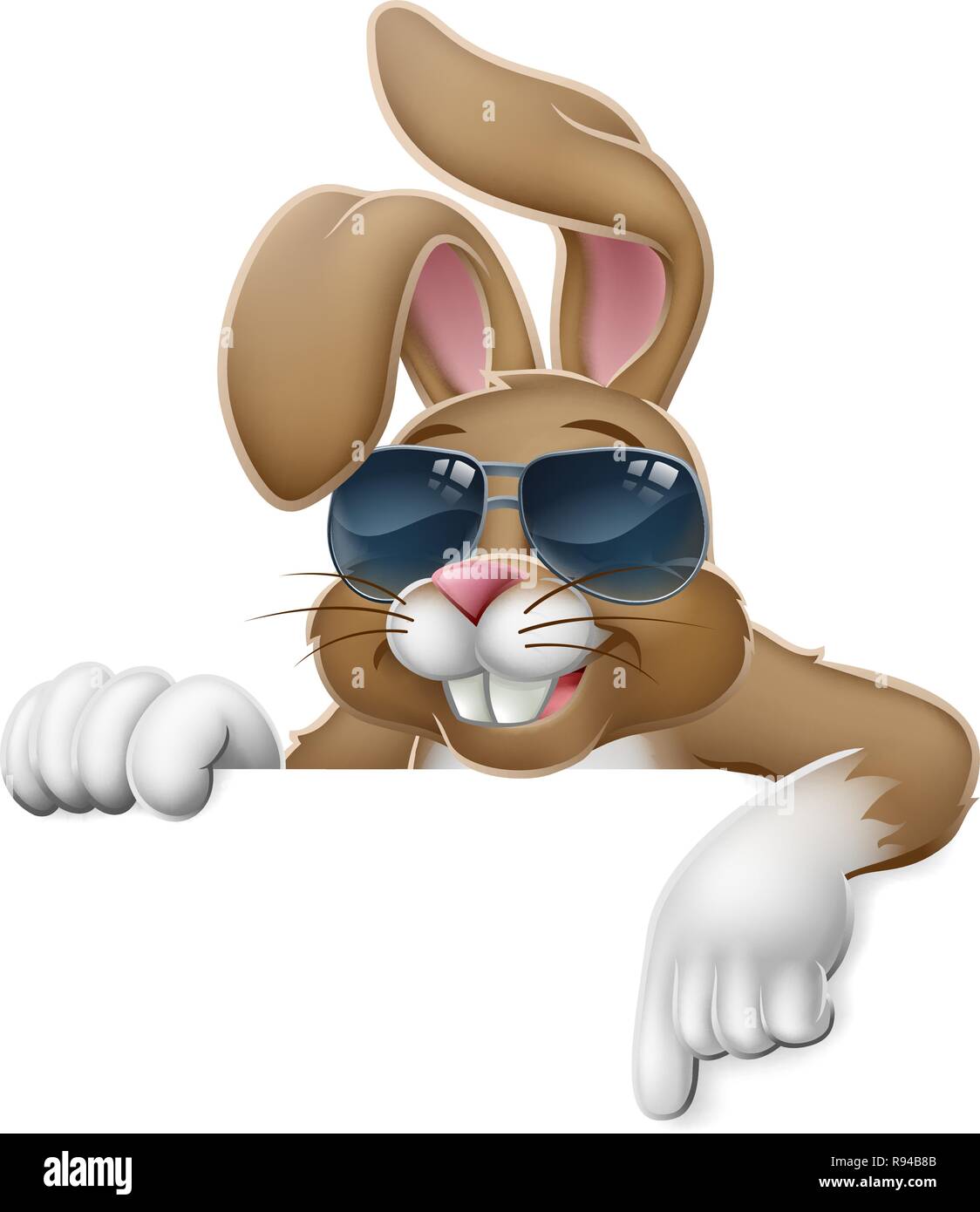 Easter Bunny Cool Rabbit Pointing Cartoon Stock Vector