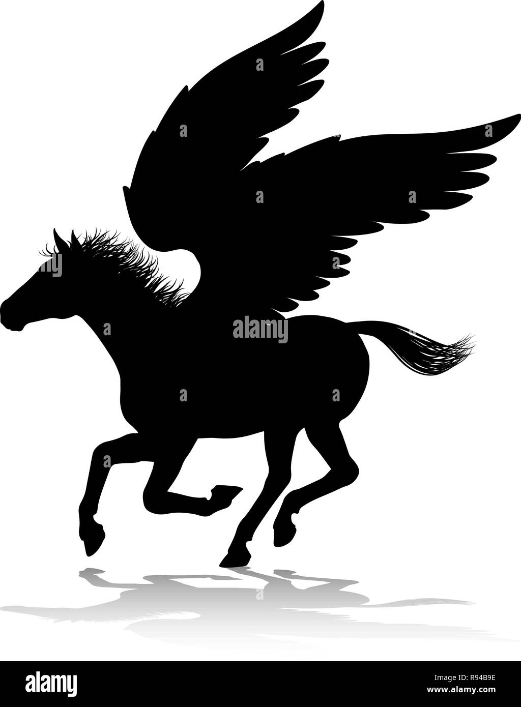Pegasus Silhouette Mythological Winged Horse Stock Vector Image & Art ...