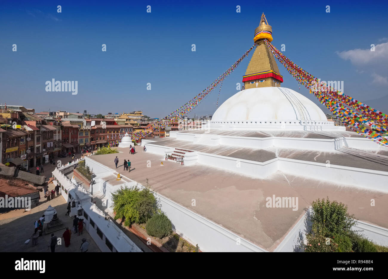Bodhnath (Boudha ) , Asia's largest Buddhist stupa , Kathmandu, Nepal Stock Photo