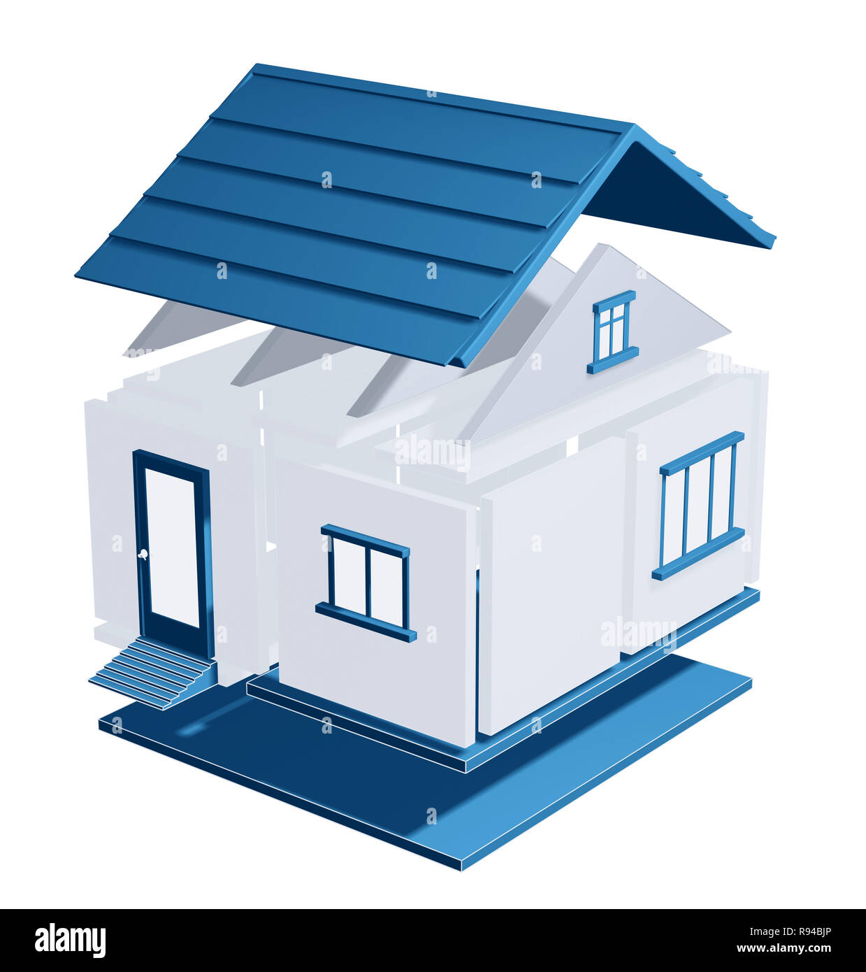 3d model of a house. Isolated over white Stock Photo - Alamy