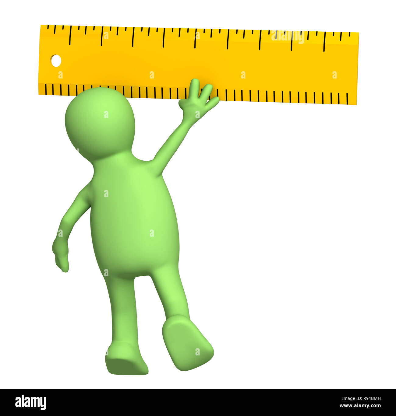 3d puppet with ruler over white Stock Photo Alamy