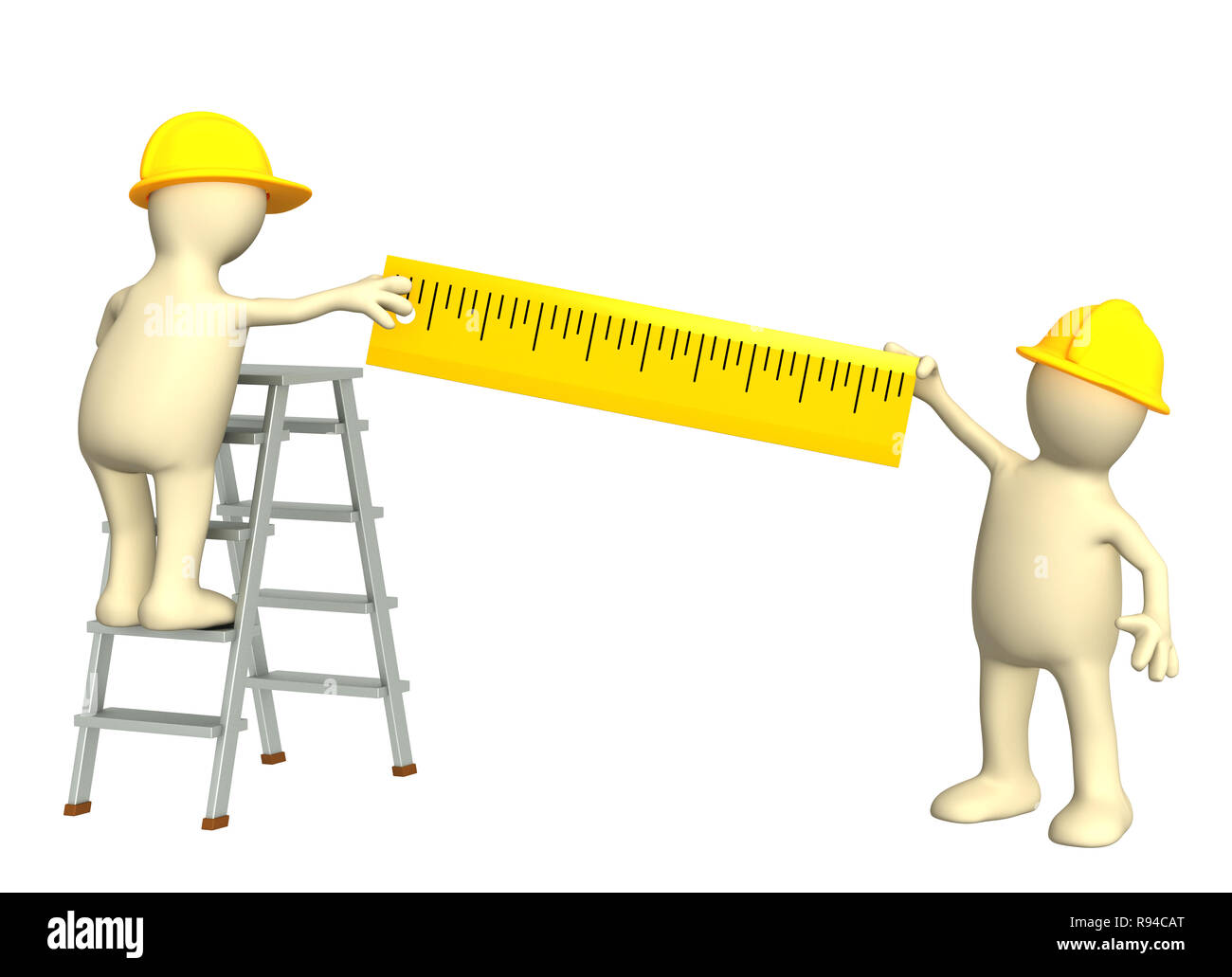 Built Like A Ruler 3d builders with ruler. Isolated over white Stock Photo - Alamy