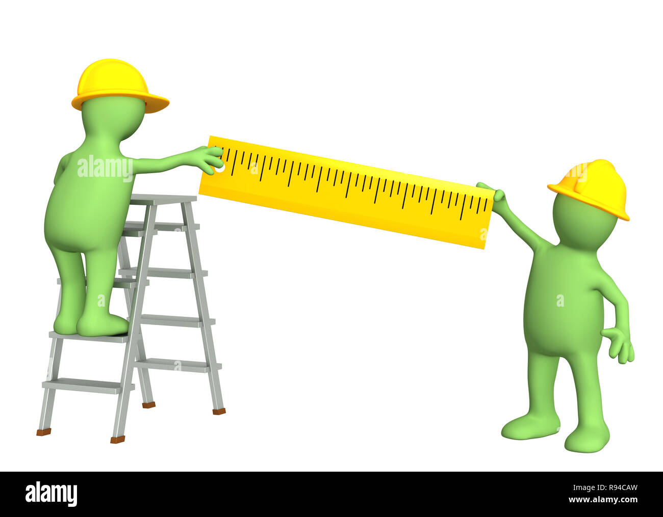 Built Like A Ruler 3d builders with ruler. Isolated over white Stock Photo - Alamy