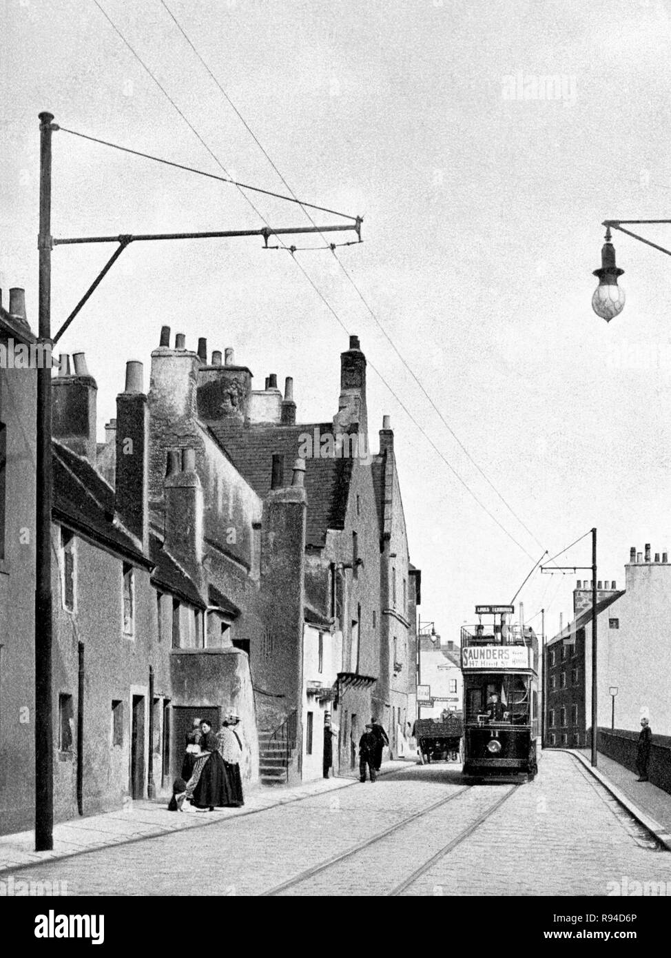OLD POSTCARD SIZE PHOTO KIRKCALDY SCOTLAND TOWN AERIAL VIEW c1950