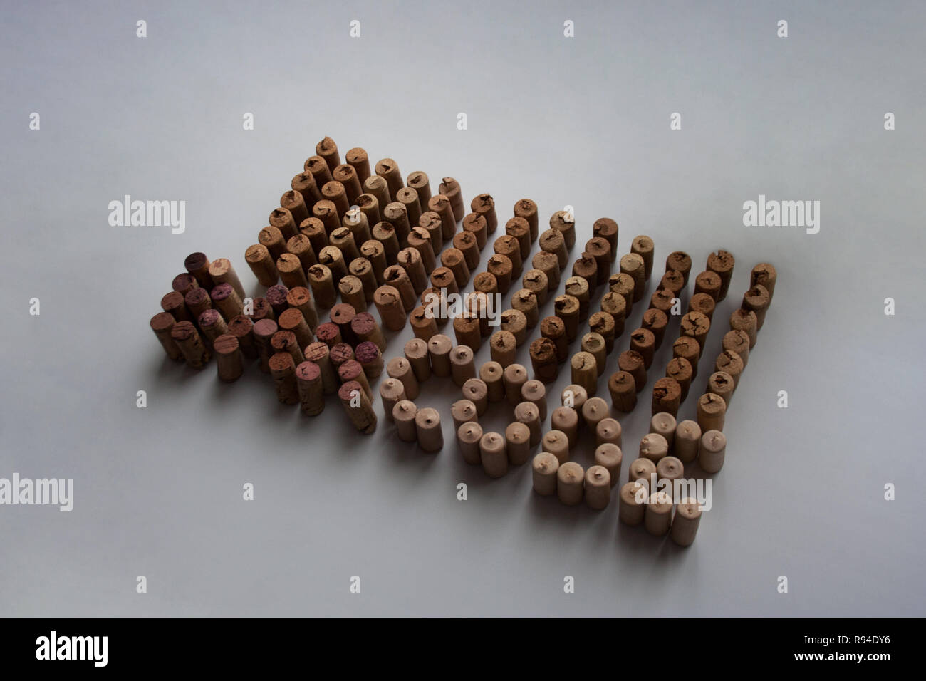 Wine corks bar code composition isolated on white background Stock