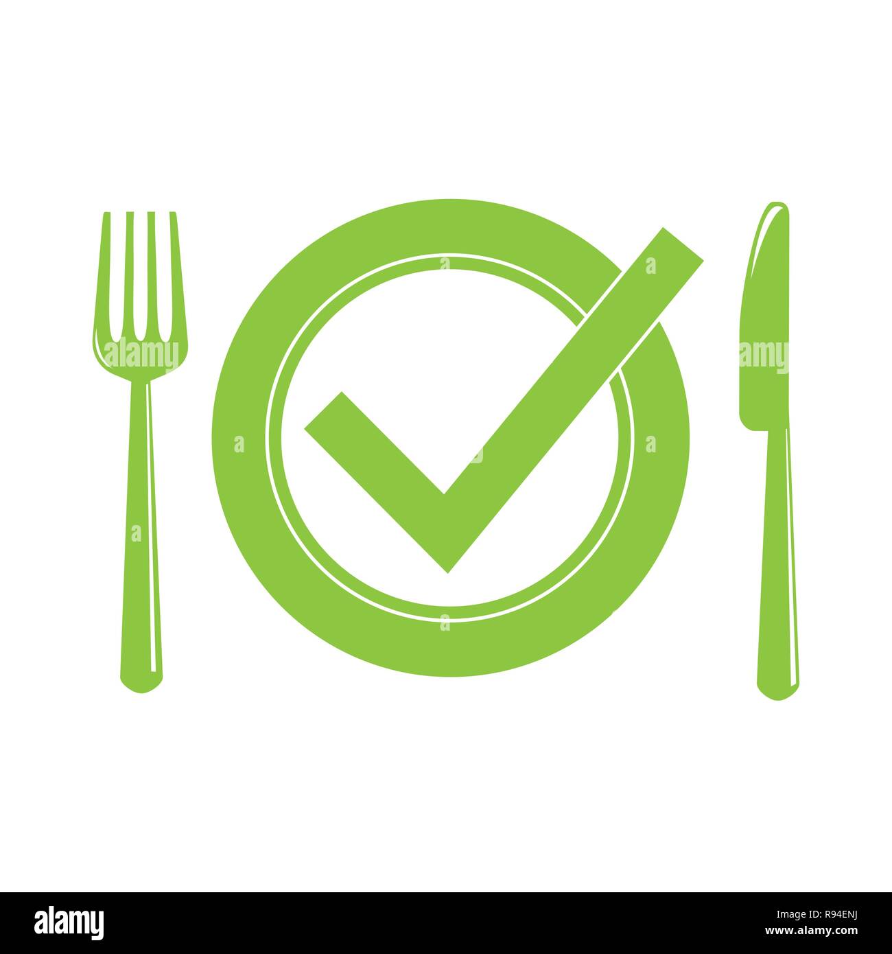 green plate with cutlery meal check vector illustration EPS10 Stock Vector