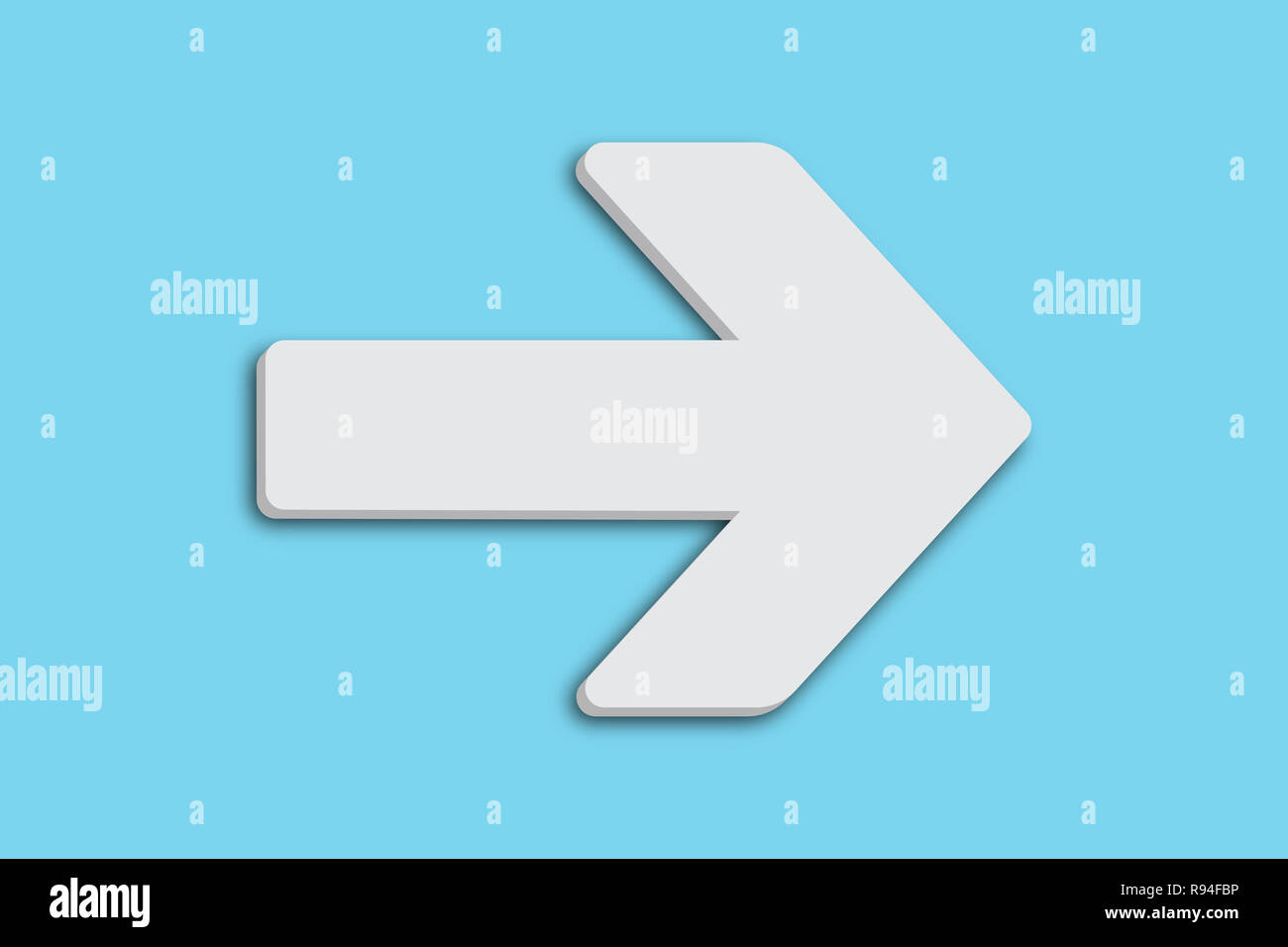 White arrow sign symbol in minimalist white grey color 3D design shape