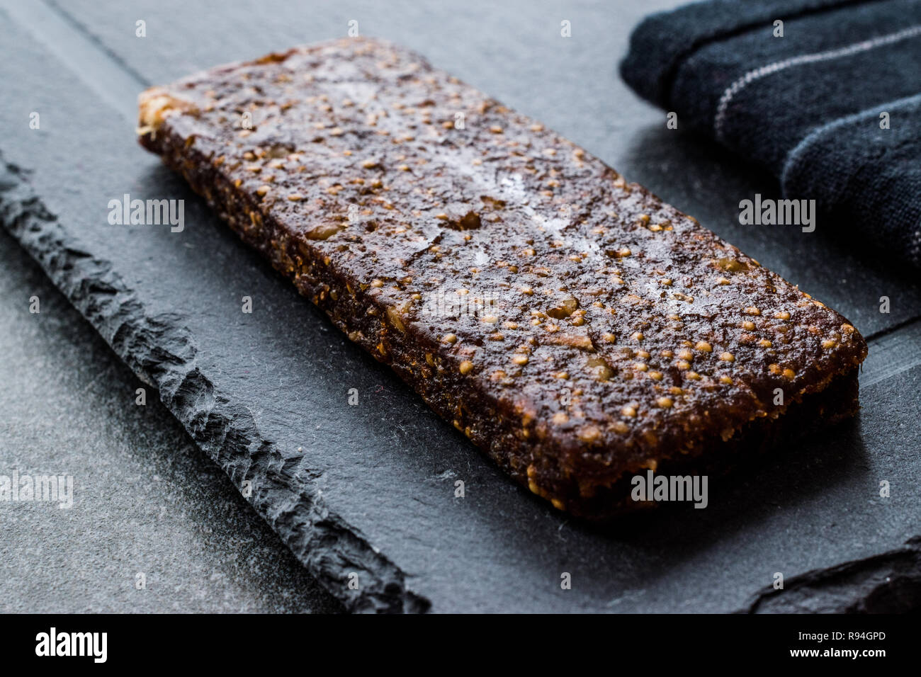 Gluten Free Raw Fruit Bar with Dried Fig, Walnut and Date Fruit. Organic Food Stock Photo Alamy