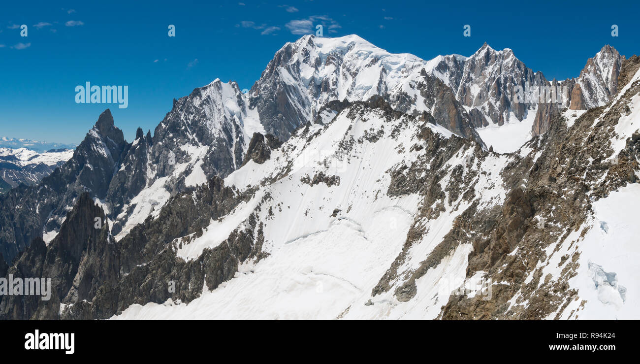 Mont Blanc from Pointe Helbronner Stock Photo