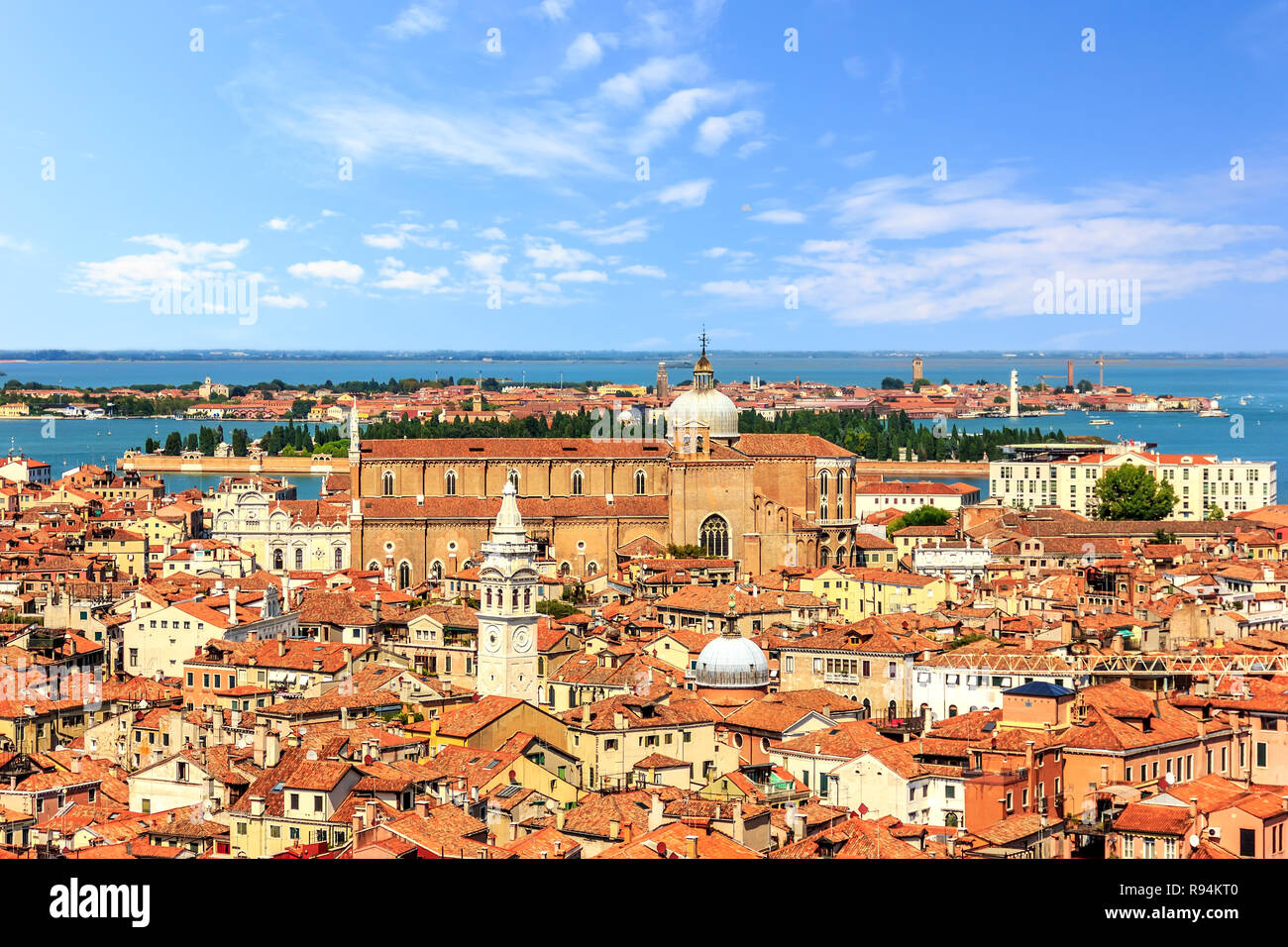 Basilicas and roofs of Venice, view from the San Marco Campanile Stock Photo