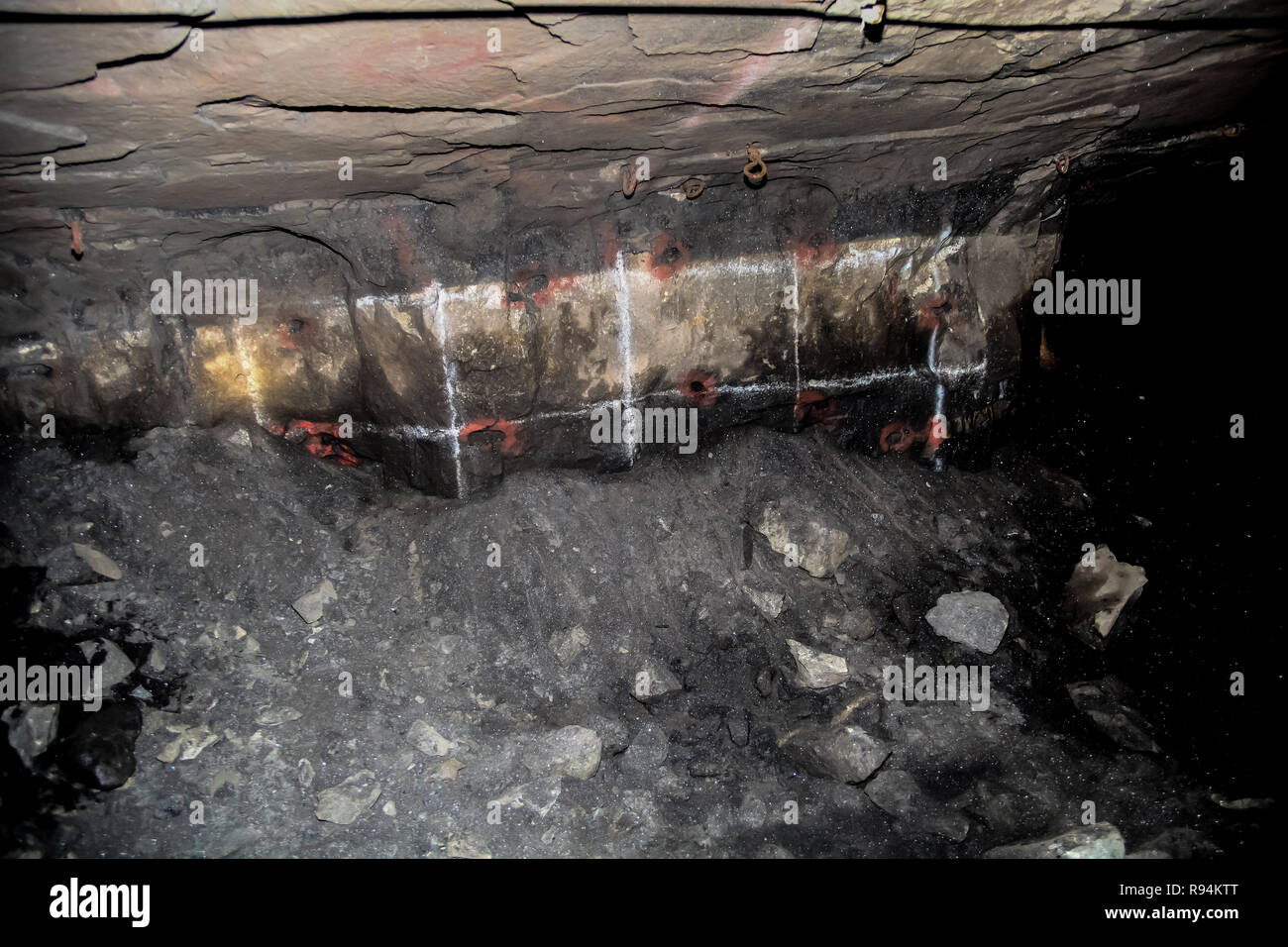 Underground Platinum and Chrome mining drilling holes for dynamite