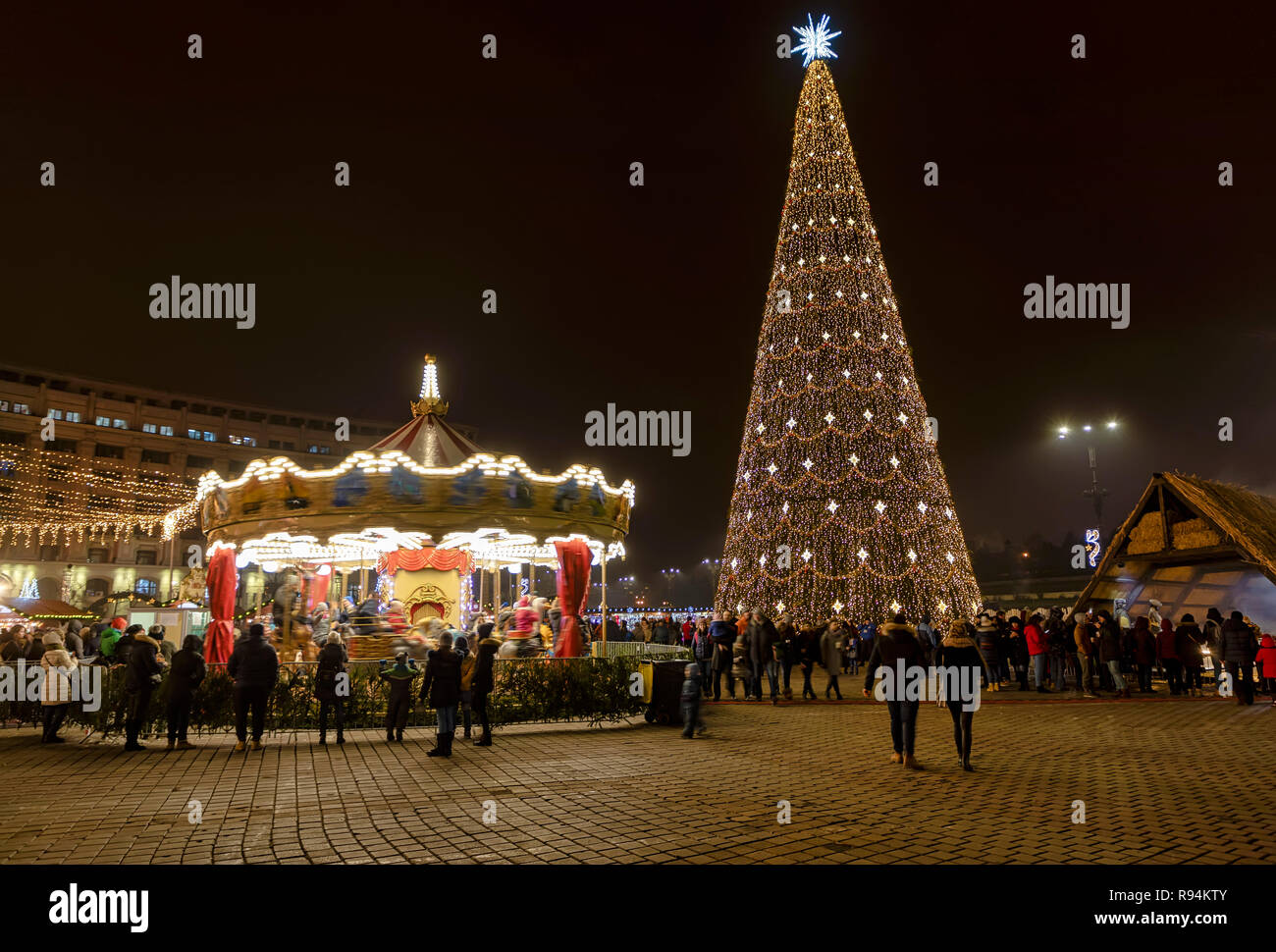 Bucharest Romania December 7 The Christmas Market Is Seen On